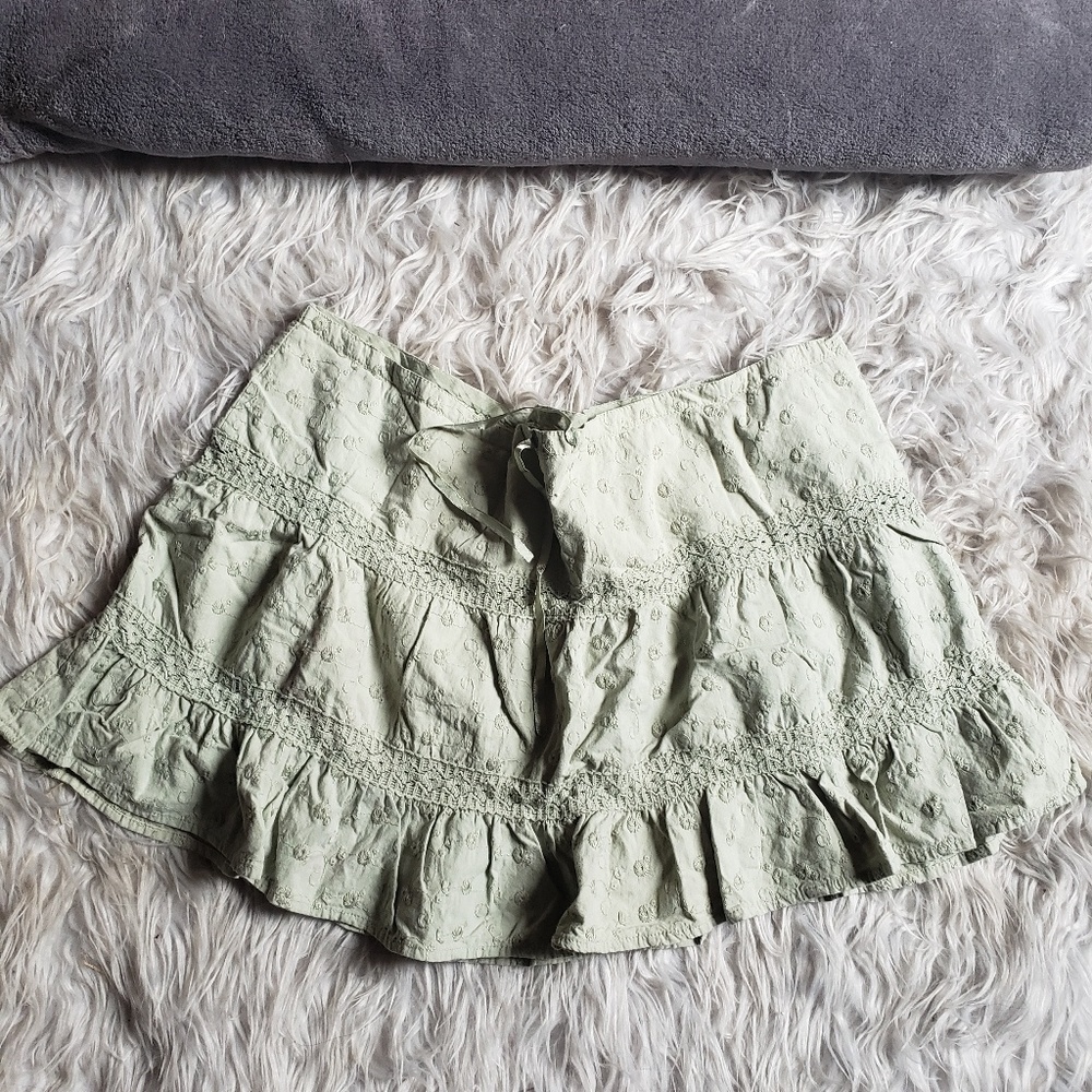 Passport Boho Front Tie  Embroidered Mini Skirt